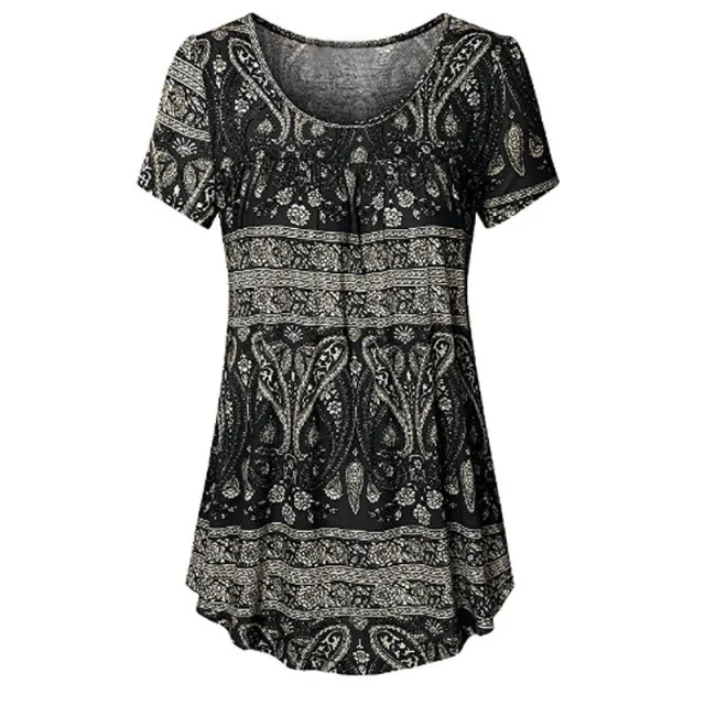 Summer Printed Loose Oversize Women's Short Sleeved Dress T shirt Black - Shop at LoveMi