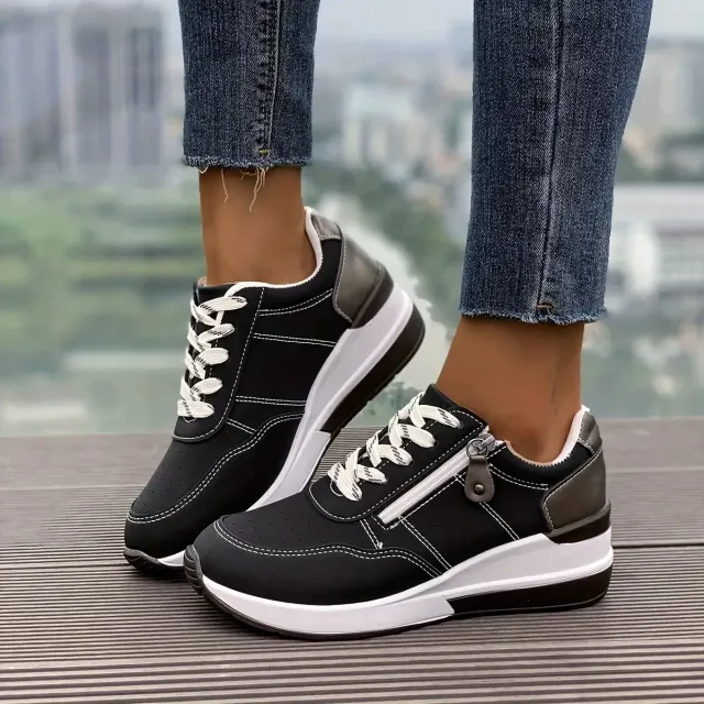 Women's Casual Sneakers With Thick Soles Black - Shop at LoveMi