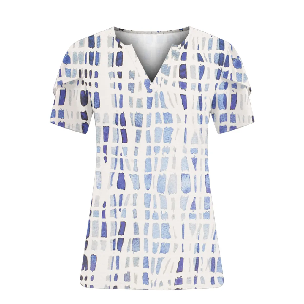 Summer Loose Printed Short-sleeved T-shirt Women's Top - White Background Light Color