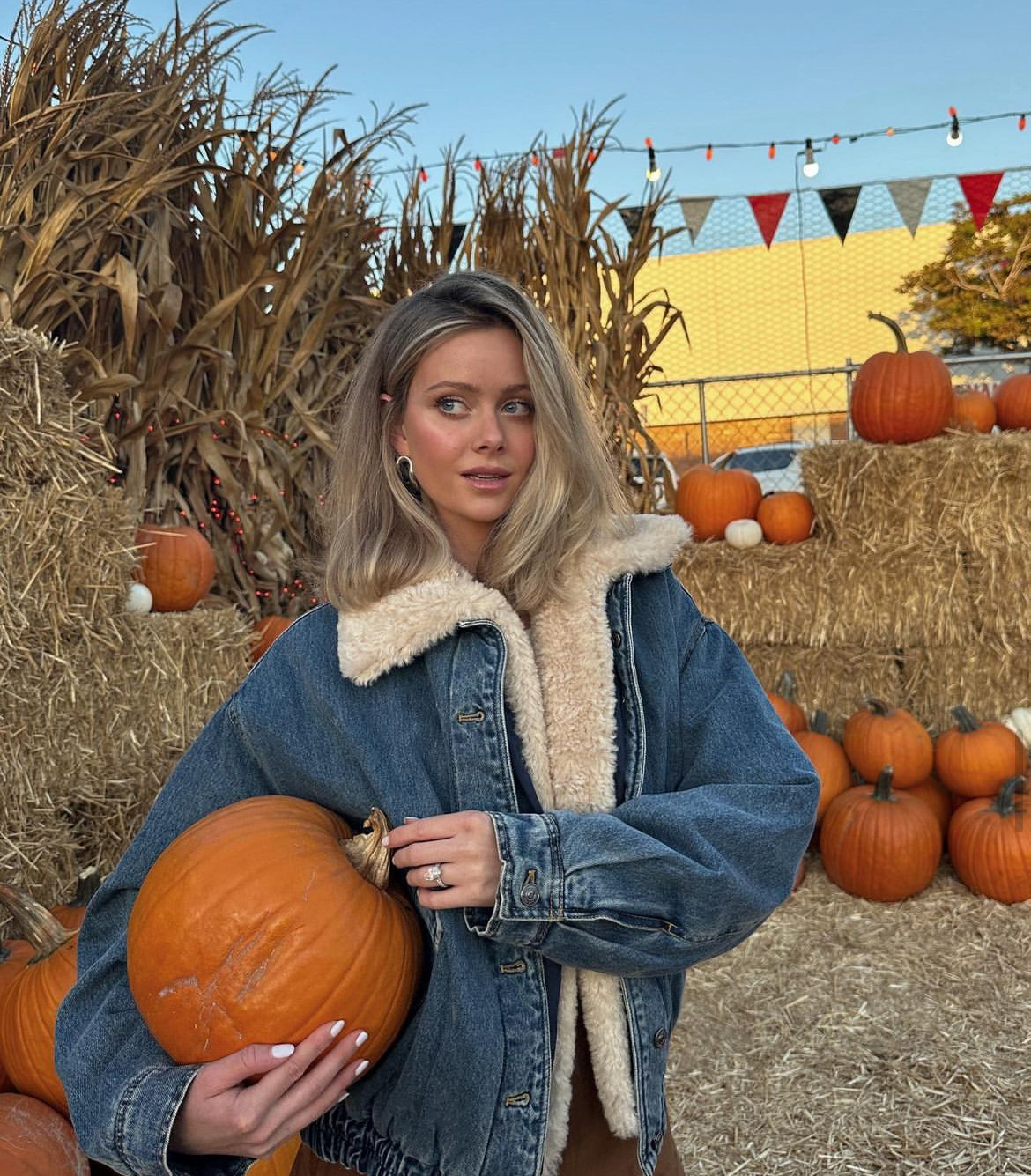 Fleece lined Denim Lamb Wool Coat Small Loose Thick Picture Color - Shop at LoveMi