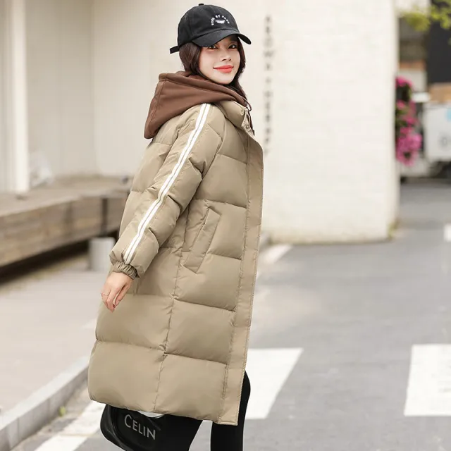 Korean Style Mid length Loose Cotton Coat Cotton Coat Jacket Khaki Coffee - Shop at LoveMi