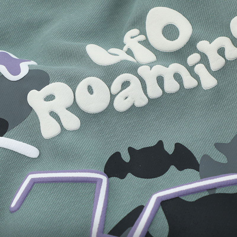 American High Street Thickened Fleece-lined Couple Print Pullover Hoodie Sweater Men And Women