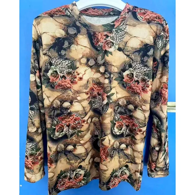 Skin friendly Cotton Printed Long Sleeve Western Style Youthful looking Loose Top Color 20 - Shop at LoveMi