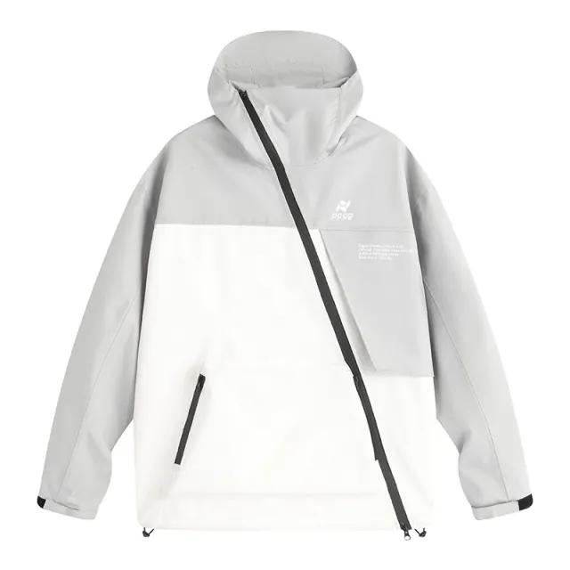 Color Matching Oblique Zipper Function Windproof Waterproof Jacket Light Gray Soft Case - Shop at LoveMi