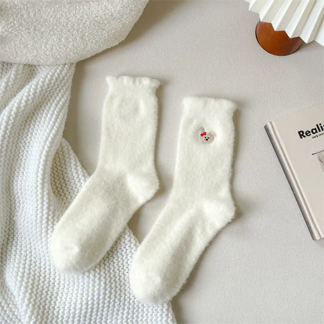 Plush Soft Glutinous Socks Women's Fleece lined Thickened Cute Cartoon Mid calf High grade Rabbit - Shop at LoveMi