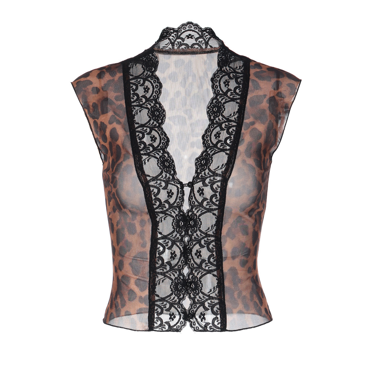 Cardigan Feminino de Tule com Estampa de Leopardo