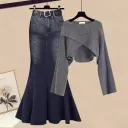 Gray Top Fishtail Skirt