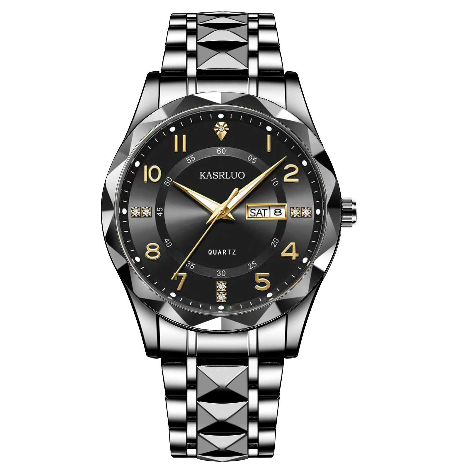 Men's Dual Calendar Fashion Waterproof Luminous Quartz Watch Black
