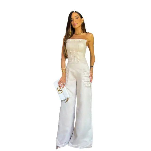 Camisole Tube Top Wide Leg Pants Women's Suit White - Shop at LoveMi