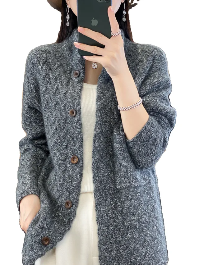 Women's Knitted Cardigan Thickened Twist Black - Shop at LoveMi