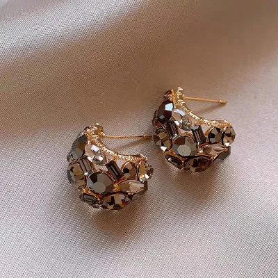 Light Luxury Rhinestone Black Crystal Earrings