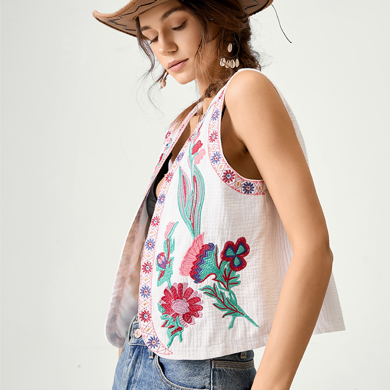 European Station French Minority National Style Machine Embroidery Vest