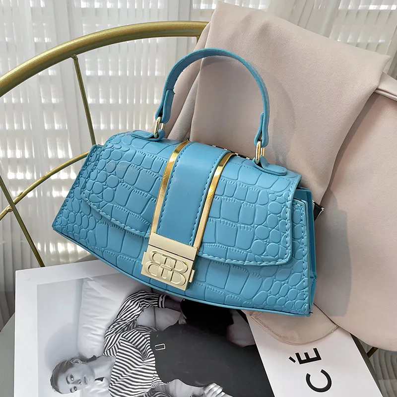 Women's Stone Pattern Fashion Women's Portable Shoulder Messenger Bag - Blue