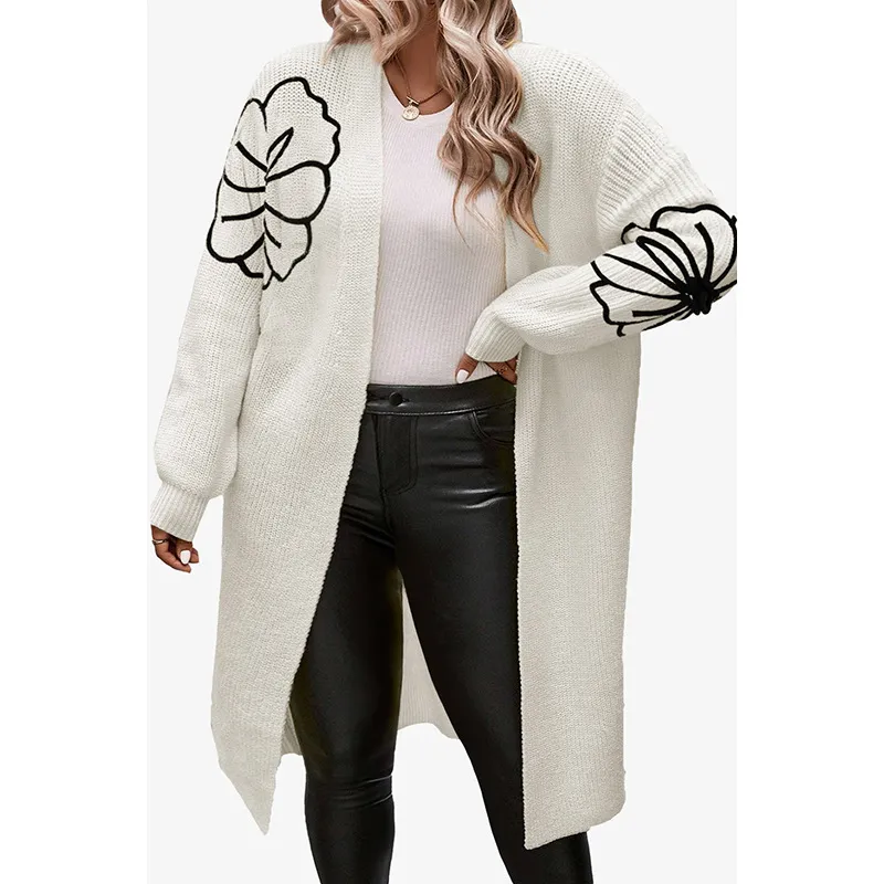 Women's Flower Embroidered Cardigan Sweater - Lc2711808 Apricot
