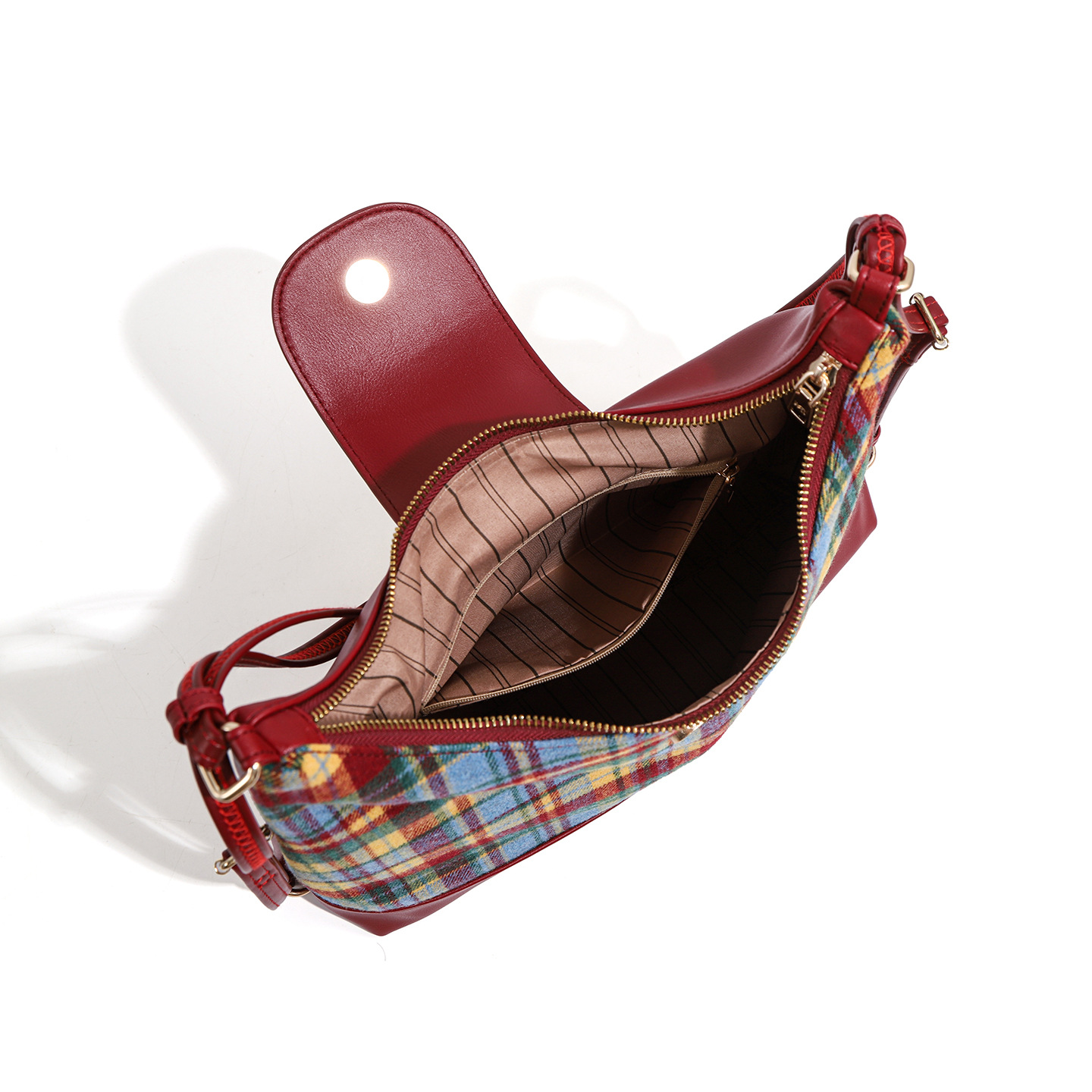 Sac à Main Femme Tartan Rouge PU — Cabas Dumpling 4