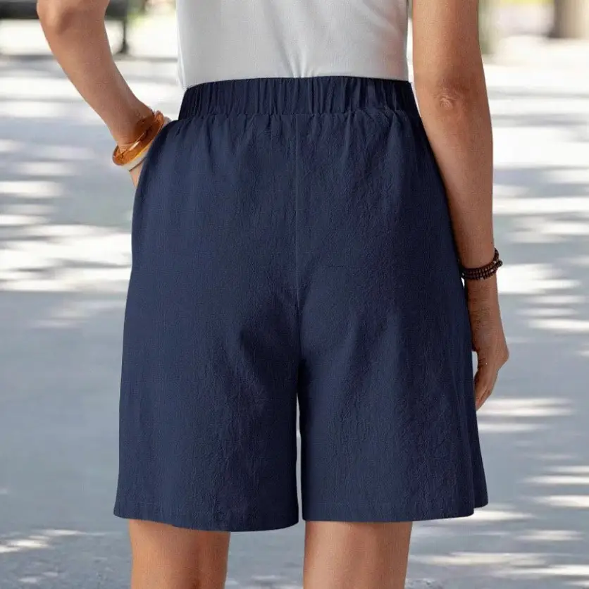 New Summer Womens Casual Loose Cotton-Linen Shorts With Pockets
