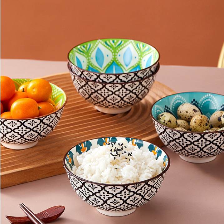 Japanese Style Tableware Household Rice Bowl Salad Bowl Tableware Suit