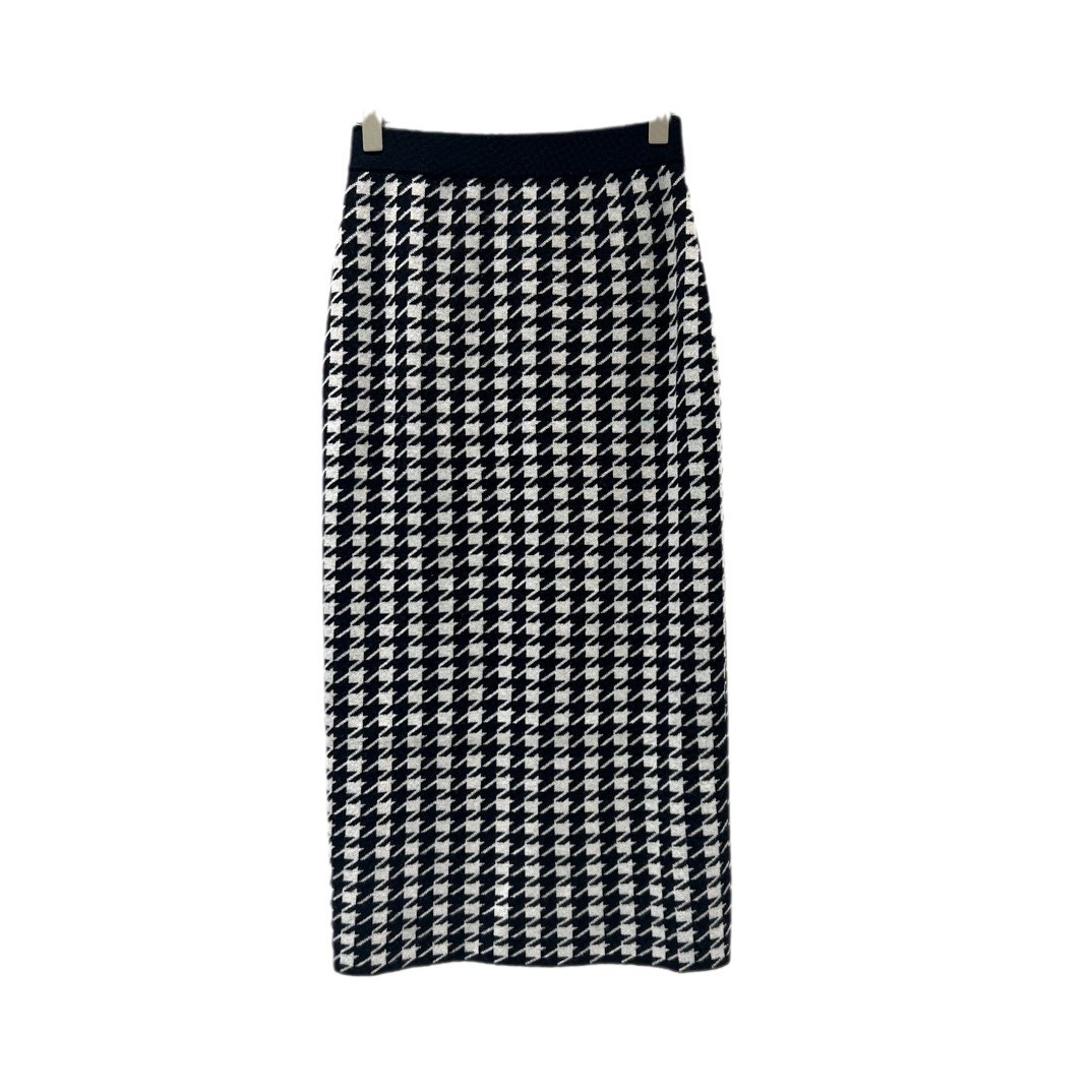 Fashionable Black And White Plaid Hip Skirt High Waist Mid-length Skirt