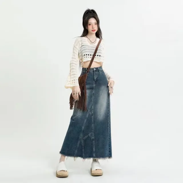 Niche Design Lotus Leaf Sheath Fishtail Skirt For Women Vintage Xl - Shop at LoveMi