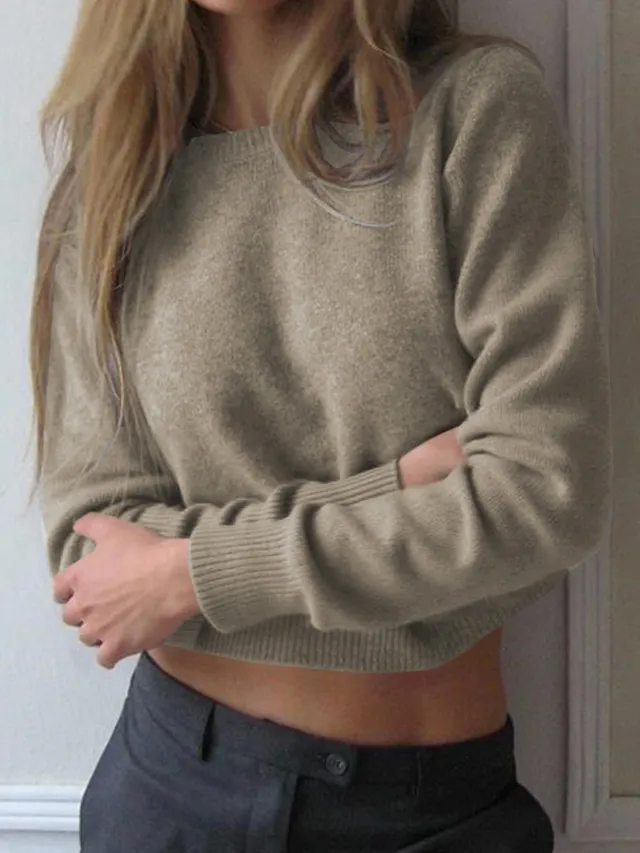 Woolen Long sleeved Bottoming Shirt Sweaters Women's Clothing Khaki - Shop at LoveMi