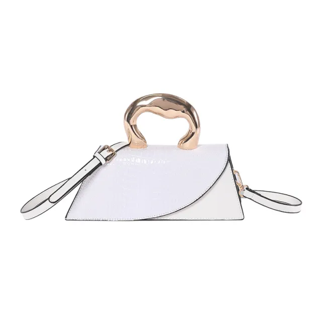European And American Retro Crocodile Pattern Portable Messenger Bag White - Shop at LoveMi