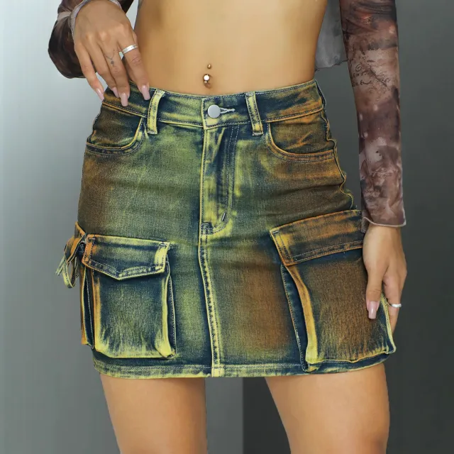 Denim Stretch Ultra short A Line Skirt - Shop at LoveMi