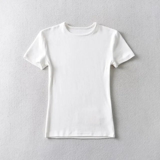 Women's Solid Color Round Neck Pullover Short Sleeve T shirt White - Shop at LoveMi