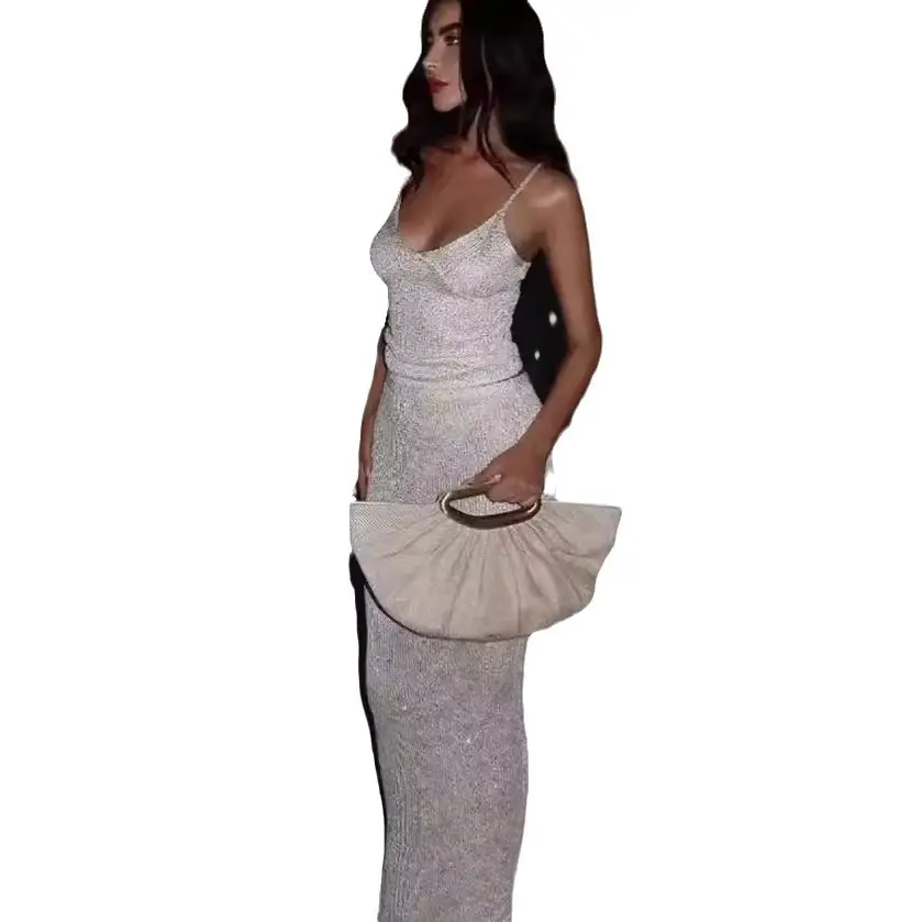 Women's Sequin Overall Dress Set Long Dress