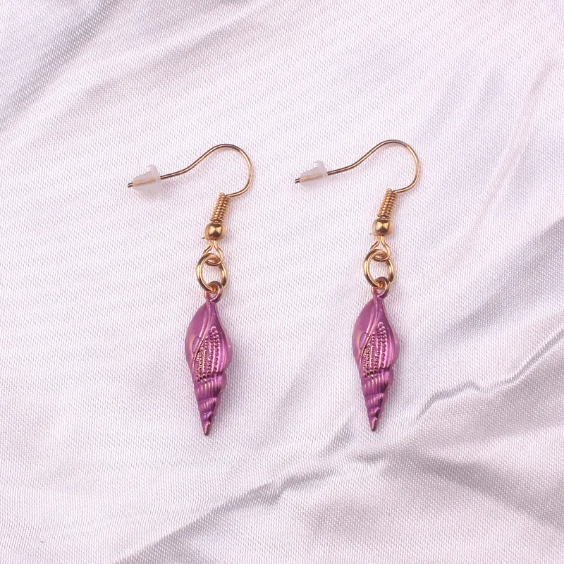 Color Alloy Shell Earrings Hip Hop Gold