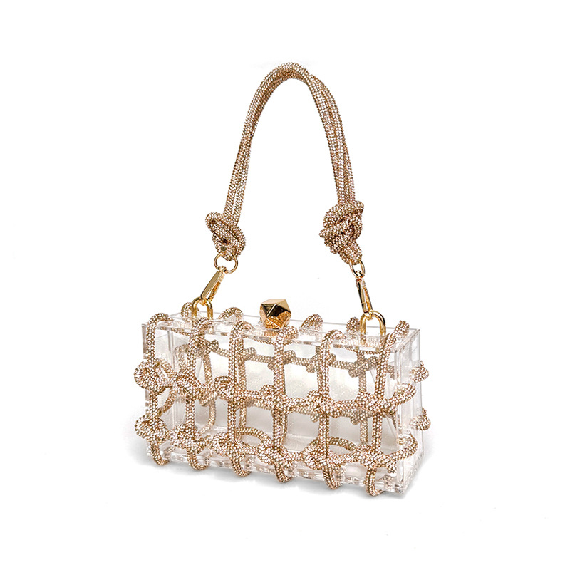 French Sweet Shiny Rhinestone Banquet Small Square Bag — foto 26