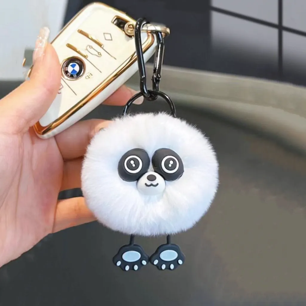 Rabbit Fur Lesser Panda Elf Car Key Ring - Long Legs