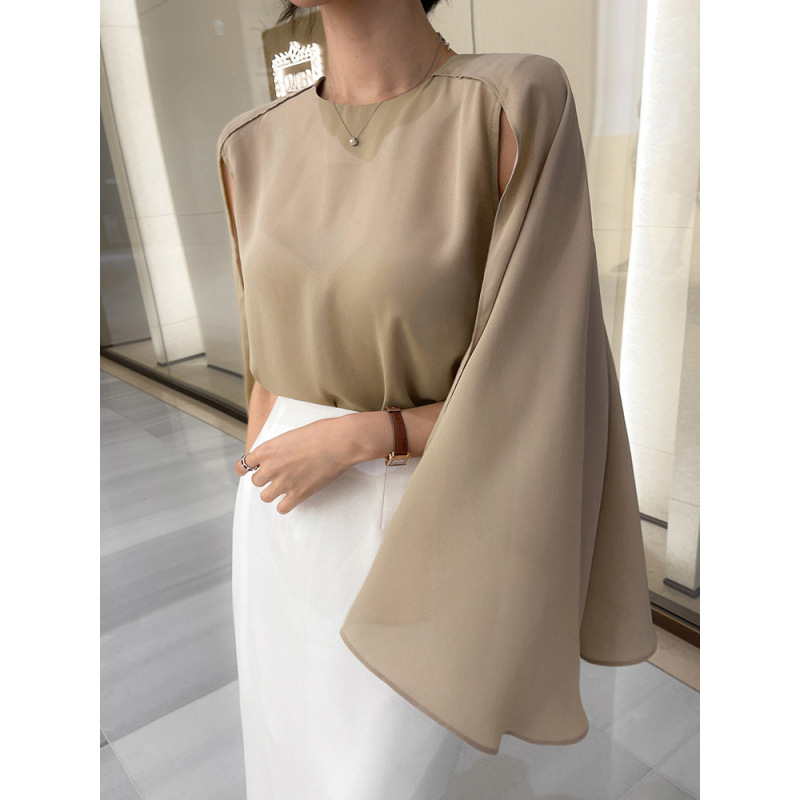 Wind-style Sleeveless Shirt Slim-fit Solid-color Top