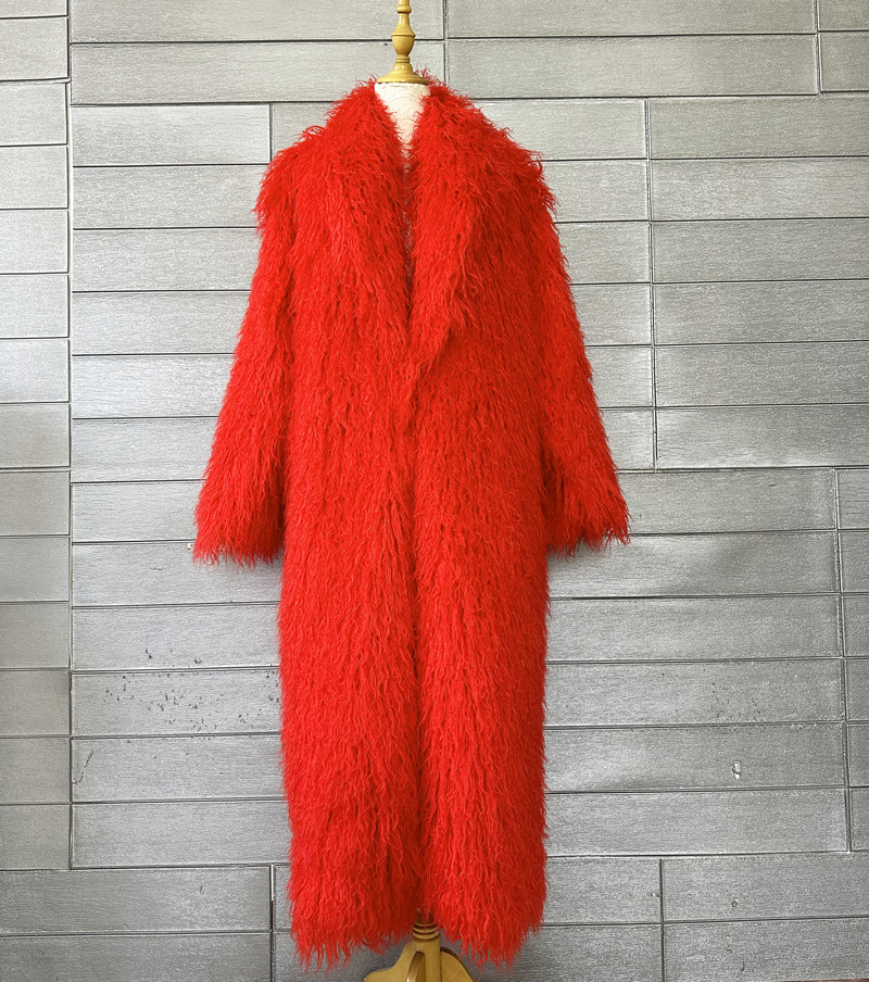 Women's Fashion Winter Leather Fur Coat Red - Shop at LoveMi