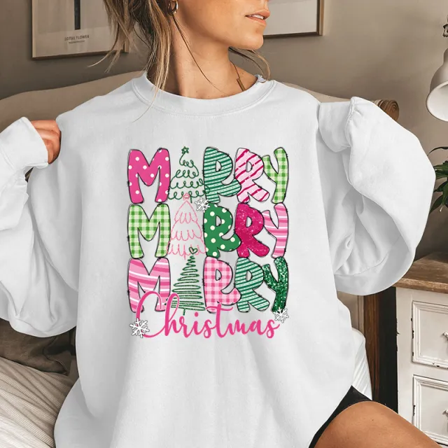 Merry Christmas E Cartoon Sweatshirt Festive Cute Gifts White - Shop at LoveMi