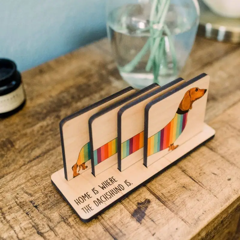 Dachshund Home Desktop Wood Coasters Suits