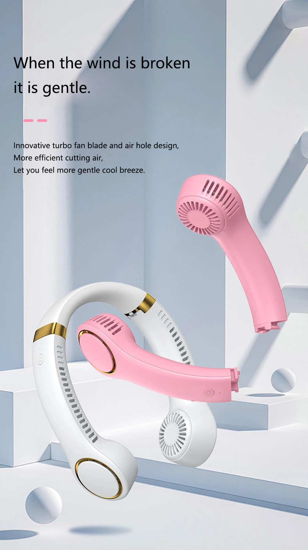 Detachable Neck Fan Usb Convenient Portable Mute