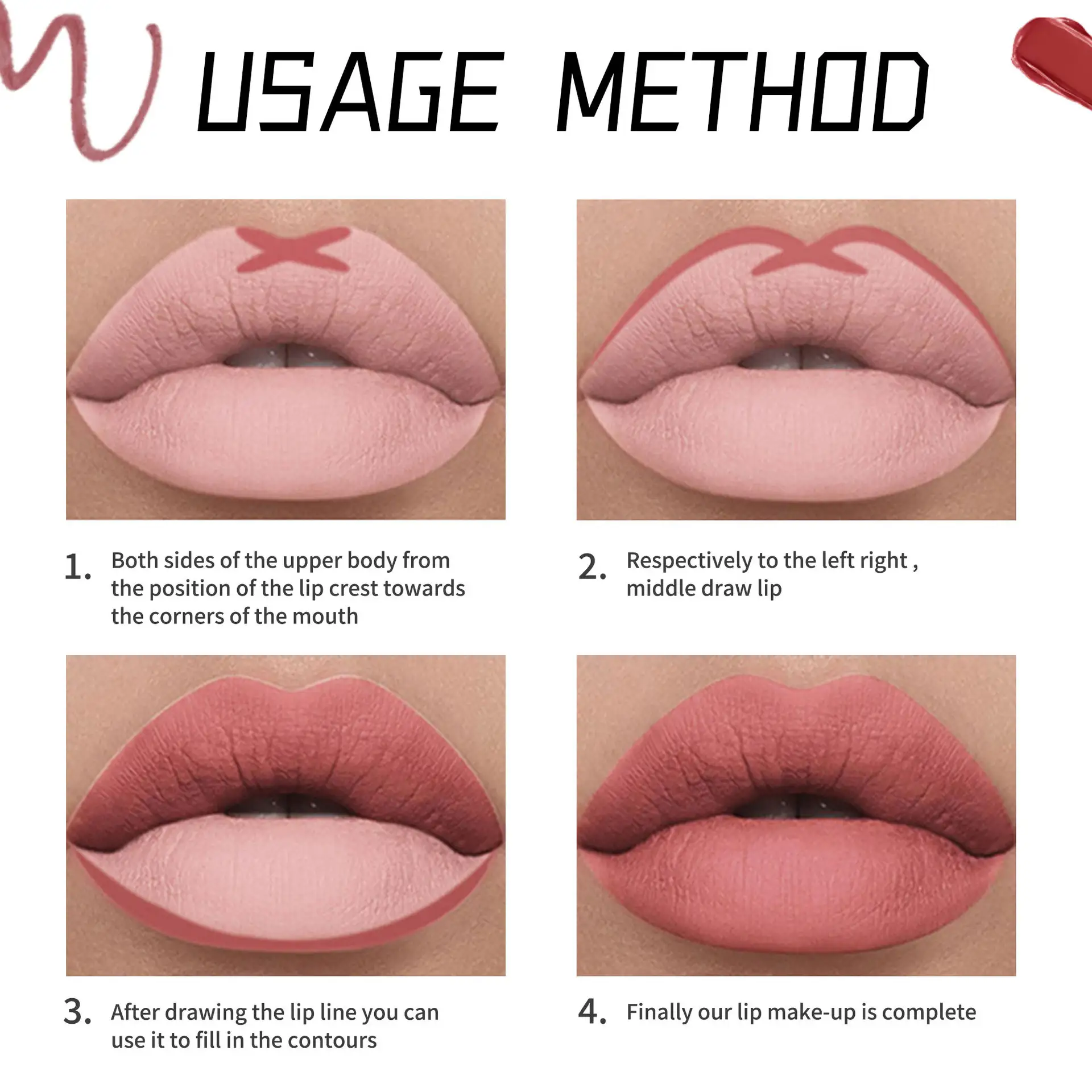12 Color Matte Lipstick Lip Liner Suit