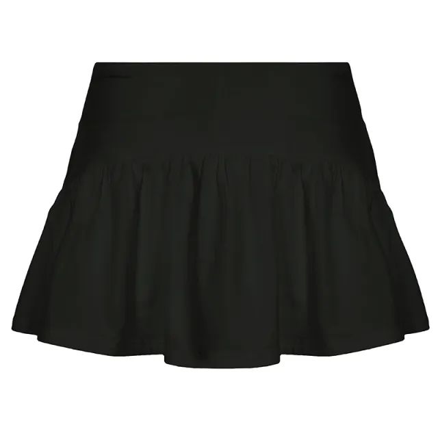 Solid Color And V neck Hollow Out Strap Short Exercise Skirt Suit Black Skirt - Shop at LoveMi