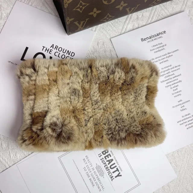 Women's Versatile Fur Snood Warm Scarf Luxury Gold - Shop at LoveMi