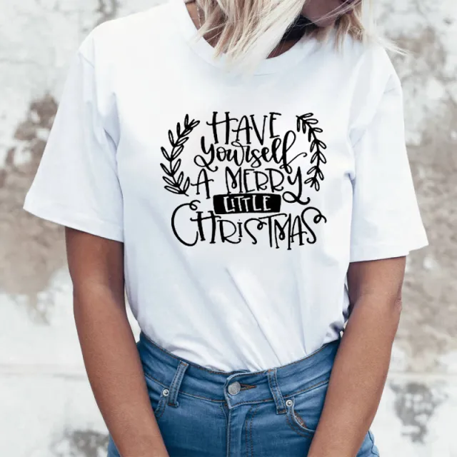 Rock Santa Claus Print Spoof European And American T shirt 1932Style - Shop at LoveMi