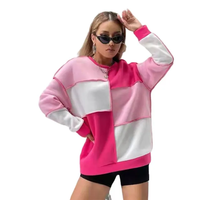 Women's Sweater Color Matching Sports Loose Top Red - Shop at LoveMi
