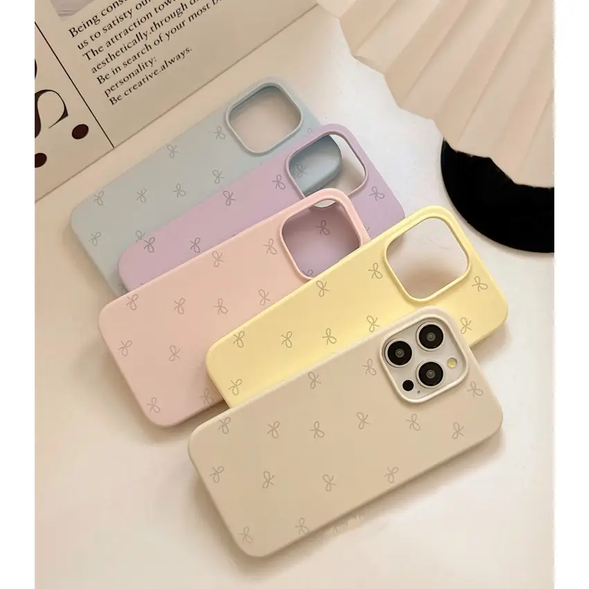Phone Case Bow Liquid Silicone Skin Feeling Drop-resistant