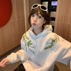 National Fashion Brand New Embroidered Hoodie Women - White - View 1