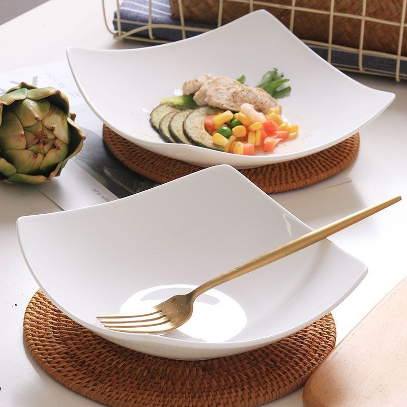 Farfurie pătrată din China cu os alb pur, farfurie pătrată din ceramică