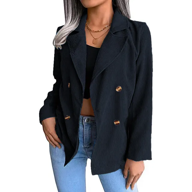 European And American Women's Clothing Corduroy Suit Dark Blue - Shop at LoveMi