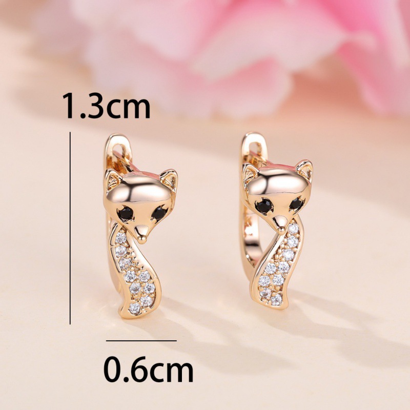 Design Champagne Gold White Diamond Fox Ear Clip