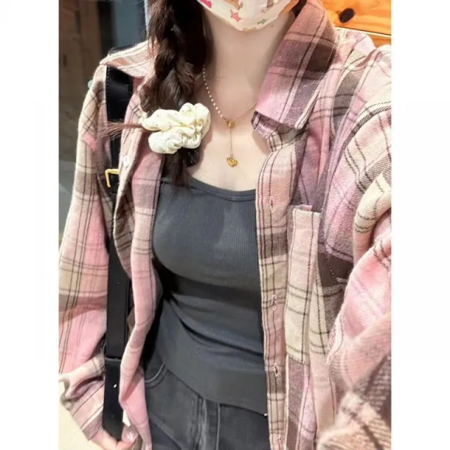 Female Dopamine Tender Plaid Shirt Coat Green - Shop at LoveMi