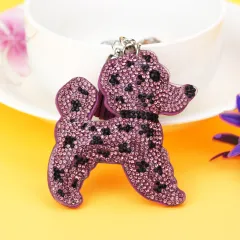 Women's Fashion Flannel Tassel Two-tone Dog Keychain - Purple - View 1