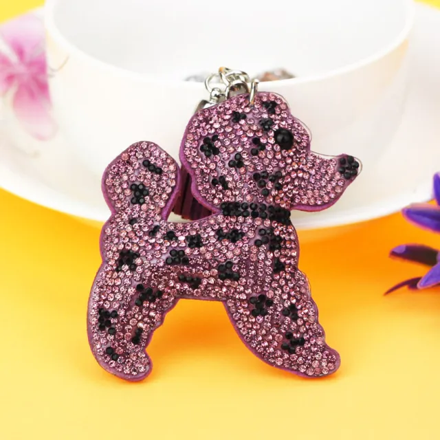 Women's Fashion Flannel Tassel Two tone Dog Keychain Purple - Shop at LoveMi