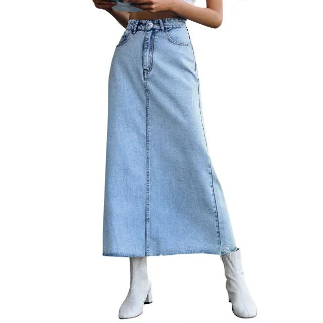 Trendy Denim Skirt Casual All match Tutu Blue - Shop at LoveMi